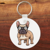 Franse buldog met bril sleutelhanger (Voorkant)