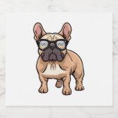 Franse buldog met bril sparkling wijnetiket (Enkel label)
