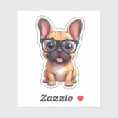 Franse buldog met bril sticker (Vel)