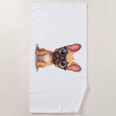 Franse buldog met bril strandlaken (Voorkant)