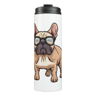 Franse buldog met bril thermosbeker