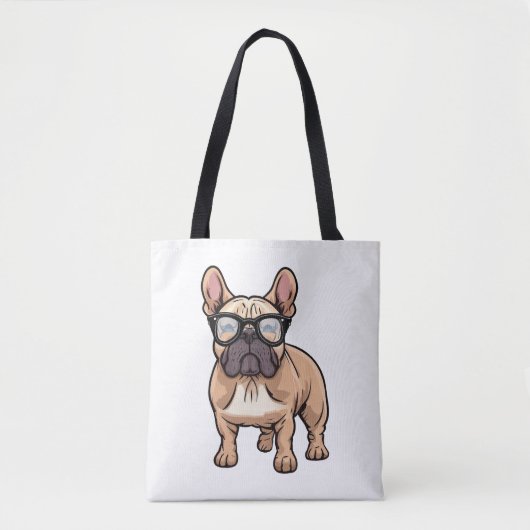 Franse buldog met bril tote bag (Voorkant)