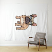 Franse buldog met bril wandkleed (In Situ (horizontaal))