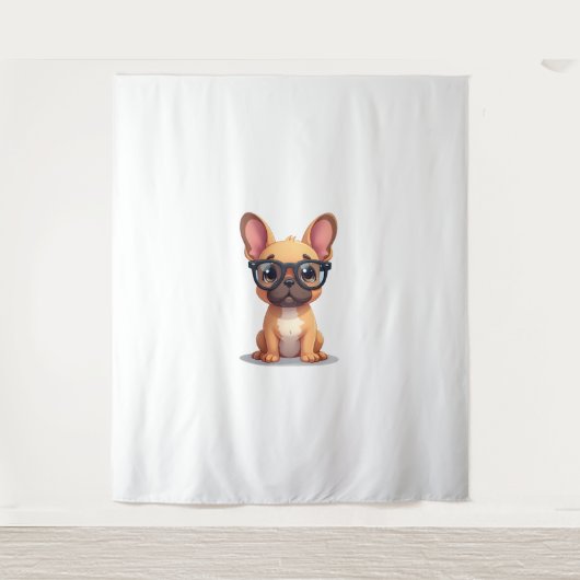 Franse buldog met bril wandkleed (Voorkant)