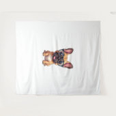 Franse buldog met bril wandkleed (Voorkant (horizontaal))