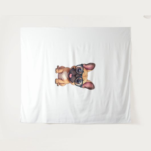 Franse buldog met bril wandkleed (Voorkant (horizontaal))