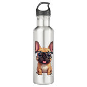Franse buldog met bril waterfles (Voorkant)