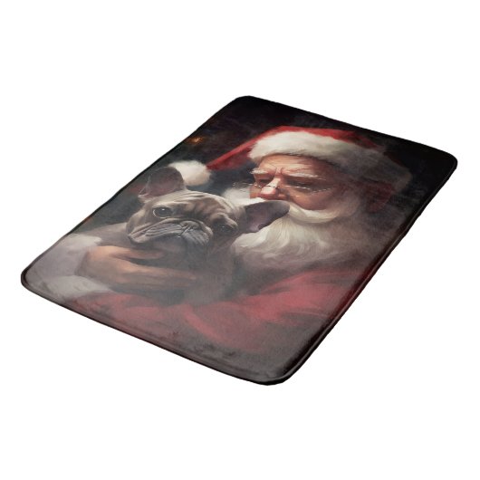 Franse buldog met sinterklaas feestelijke kerst badmat (Gekanteld)