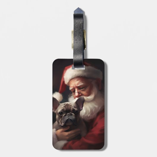 Franse buldog met sinterklaas feestelijke kerst bagagelabel (Achterkant verticaal)