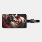 Franse buldog met sinterklaas feestelijke kerst bagagelabel (Achterkant horizontaal)