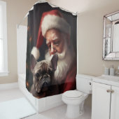 Franse buldog met sinterklaas feestelijke kerst douchegordijn (In situ)