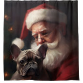 Franse buldog met sinterklaas feestelijke kerst douchegordijn (Voorkant)