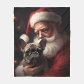 Franse buldog met sinterklaas feestelijke kerst fleece deken (Voorkant)
