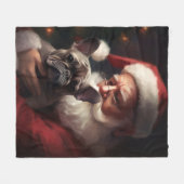 Franse buldog met sinterklaas feestelijke kerst fleece deken (Voorkant (Horizontaal))