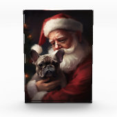 Franse buldog met sinterklaas feestelijke kerst fotoblokken (Voorkant)