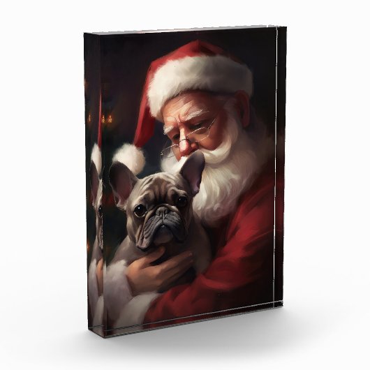Franse buldog met sinterklaas feestelijke kerst fotoblokken (Links)