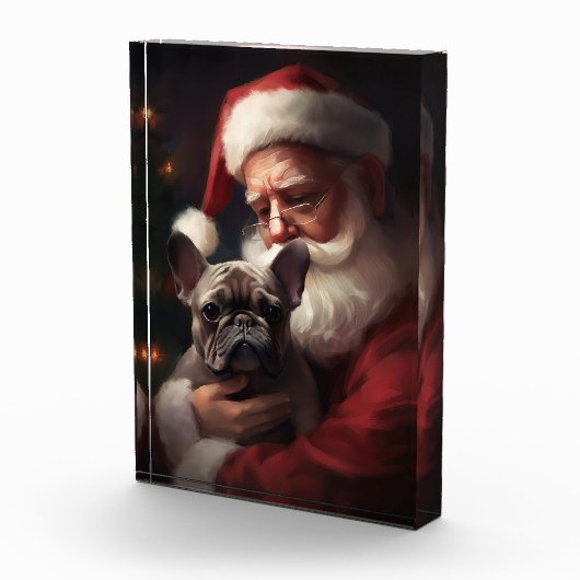 Franse buldog met sinterklaas feestelijke kerst fotoblokken (Rechts)
