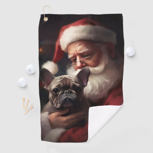 Franse buldog met sinterklaas feestelijke kerst golfhanddoek (Insitu)