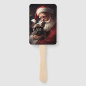 Franse buldog met sinterklaas feestelijke kerst handwaaier (Achterkant)