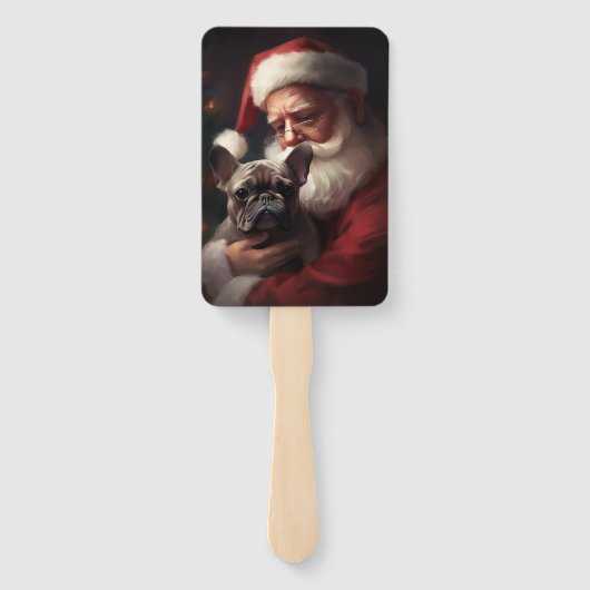 Franse buldog met sinterklaas feestelijke kerst handwaaier (Achterkant)