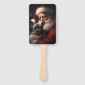 Franse buldog met sinterklaas feestelijke kerst handwaaier (Voorkant)