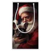 Franse buldog met sinterklaas feestelijke kerst klein cadeauzakje (Voorkant)