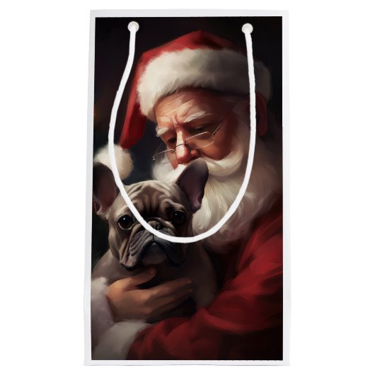 Franse buldog met sinterklaas feestelijke kerst klein cadeauzakje (Voorkant)