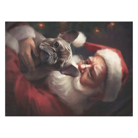 Franse buldog met sinterklaas feestelijke kerst tafelkleed (Voorkant (Horizontaal))