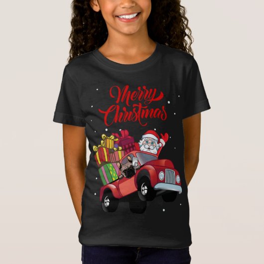 Franse buldog met sinterklaas in rode vrachtwagenh t-shirt (Voorkant)