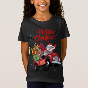 Franse buldog met sinterklaas in rode vrachtwagenh t-shirt