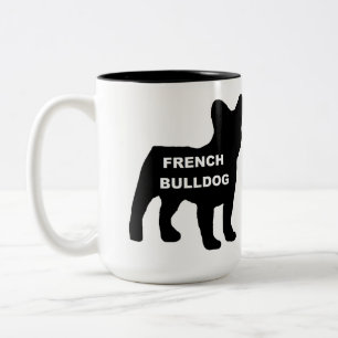 Franse buldog naam silhouet tweekleurige koffiemok