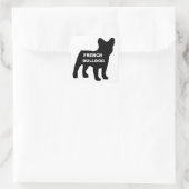Franse buldog naam silhouet vierkante sticker (Tas)