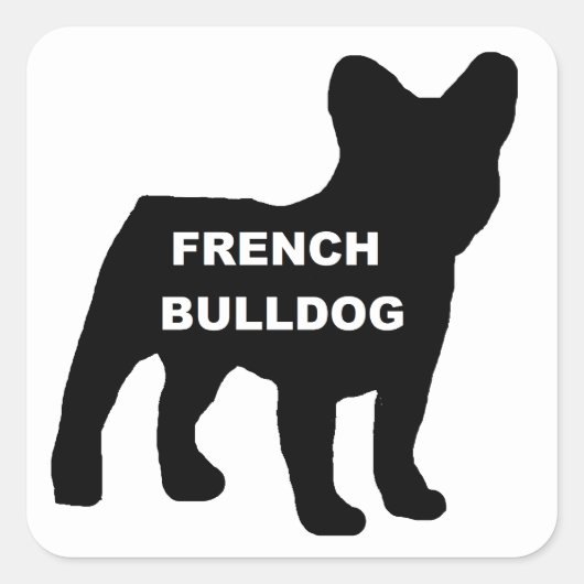 Franse buldog naam silhouet vierkante sticker (Voorkant)