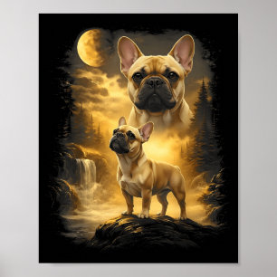 Franse buldog ! naar de maan huilen meme 90s poster