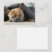 Franse buldog onder deken notitiekaartje (Voorkant / Achterkant)