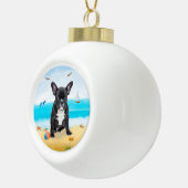 franse buldog op strand keramische bal ornament (Rechts)