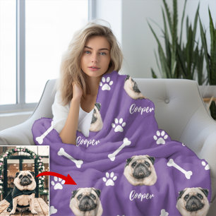Franse buldog, Paarse gepersonaliseerde huisdier Fleece Deken