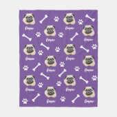 Franse buldog, Paarse gepersonaliseerde huisdier Fleece Deken (Voorkant)