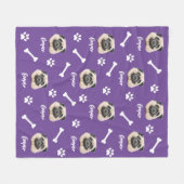 Franse buldog, Paarse gepersonaliseerde huisdier Fleece Deken (Voorkant (Horizontaal))