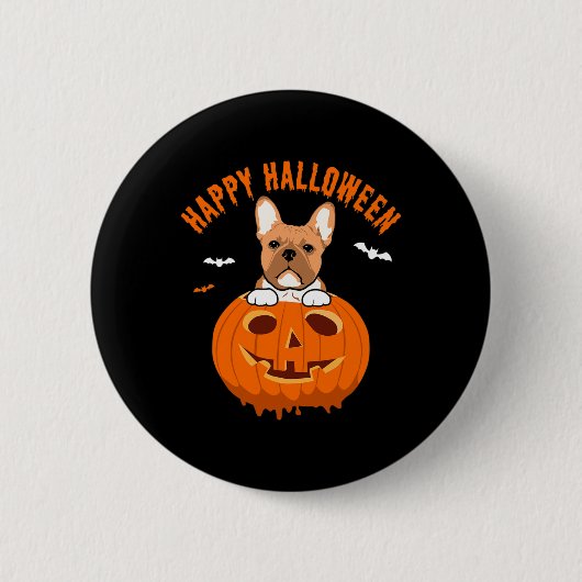 franse buldog pompoen kostuums Thanksgiving Ronde Button 5,7 Cm (Voorkant)