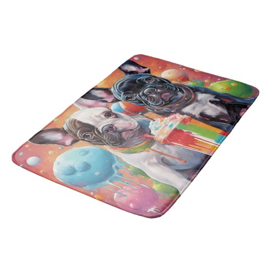 Franse buldog Puppies, milkshake Badmat (Gekanteld)