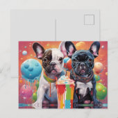 Franse buldog Puppies, milkshake Briefkaart (Voorkant / Achterkant)