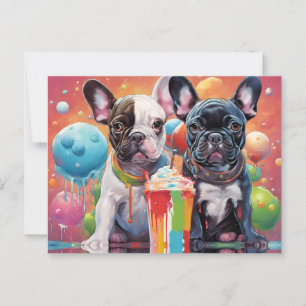 Franse buldog Puppies, milkshake Briefkaart