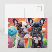 Franse buldog Puppies, milkshake Briefkaart (Voorkant / Achterkant)