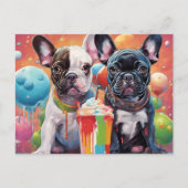 Franse buldog Puppies, milkshake Briefkaart (Voorkant)