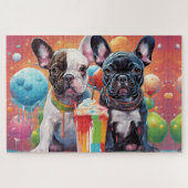 Franse buldog Puppies, milkshake Legpuzzel (Horizontaal)