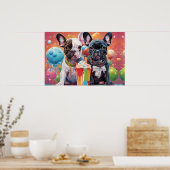 Franse buldog Puppies, milkshake Poster (Keuken)