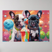 Franse buldog Puppies, milkshake Poster (Voorkant)