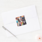 Franse buldog Puppies, milkshake Vierkante Sticker (Envelop)
