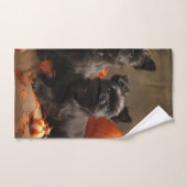 Franse buldog puppy herfst verrukking pompoen bad handdoek (Handdoek)